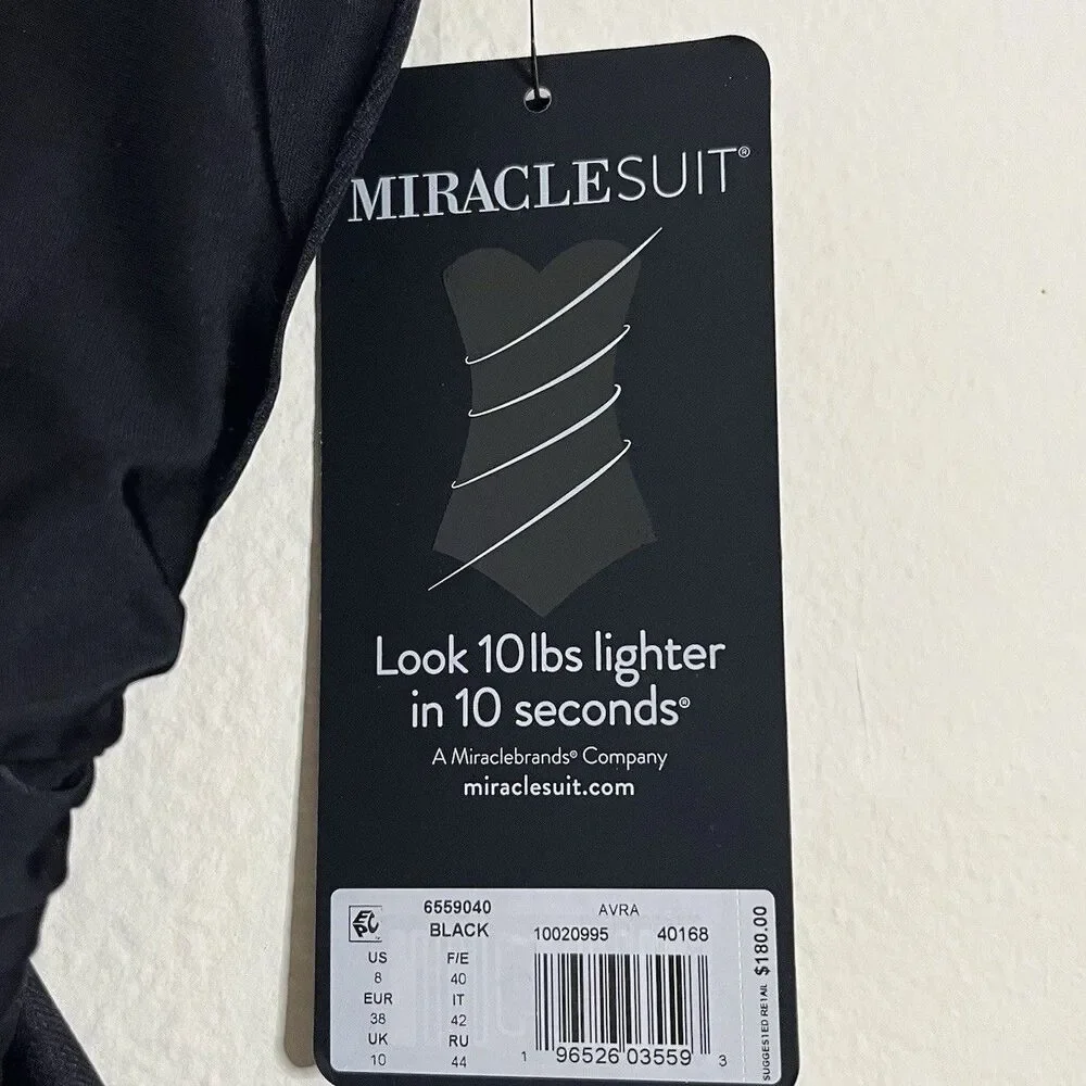 Miraclesuit Avra Rock Solid One Piece Black SZ 8 Slimming Swimsuit